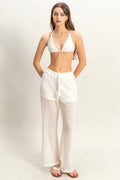 Crochet Bralette and Drawstring Pants Set