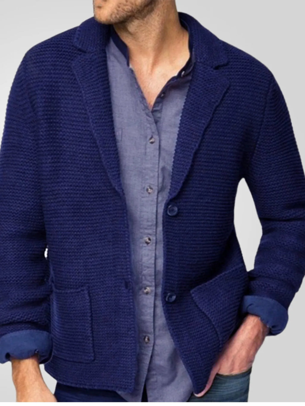 Men's Plus Size Button Up Long Sleeve Cardigan