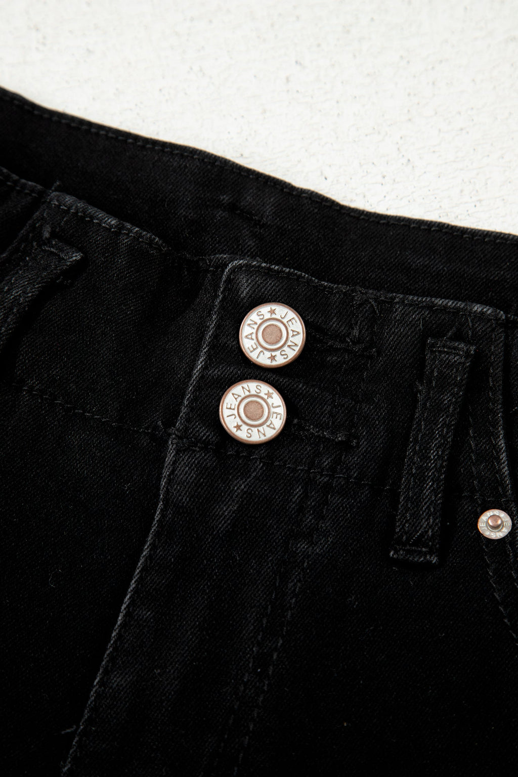 Black 2-Button High Waist Wide Leg Jeans