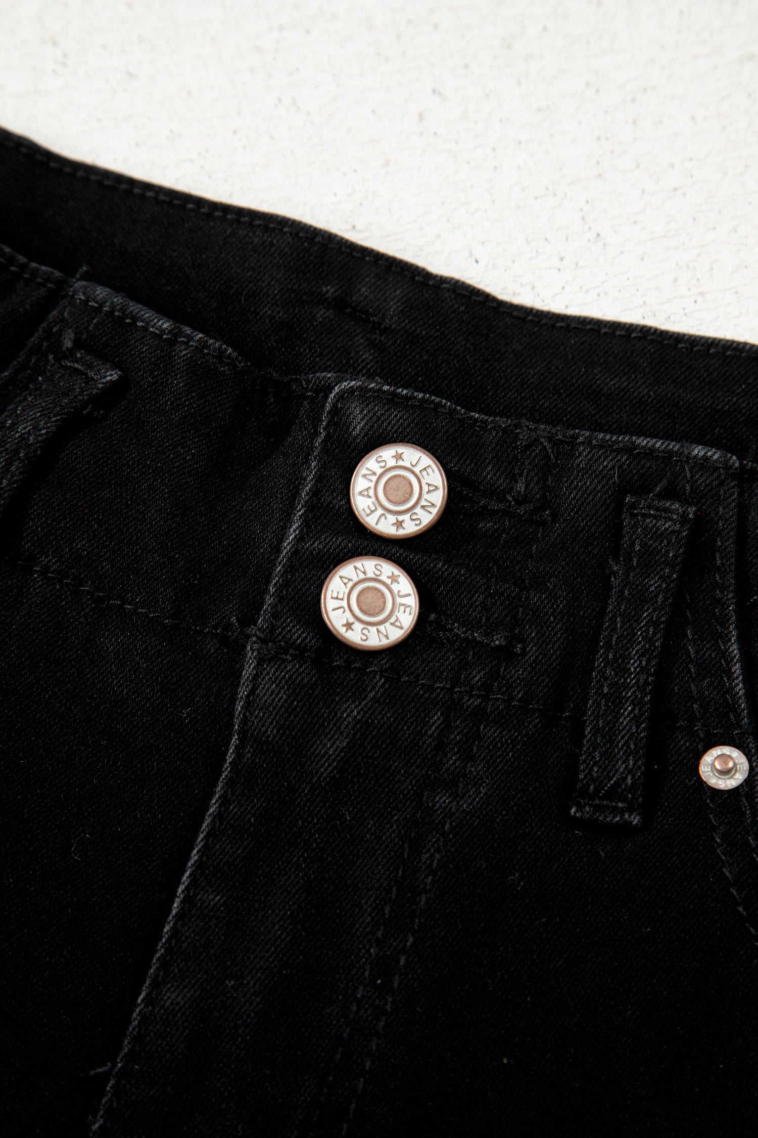 Black 2-Button High Waist Wide Leg Jeans
