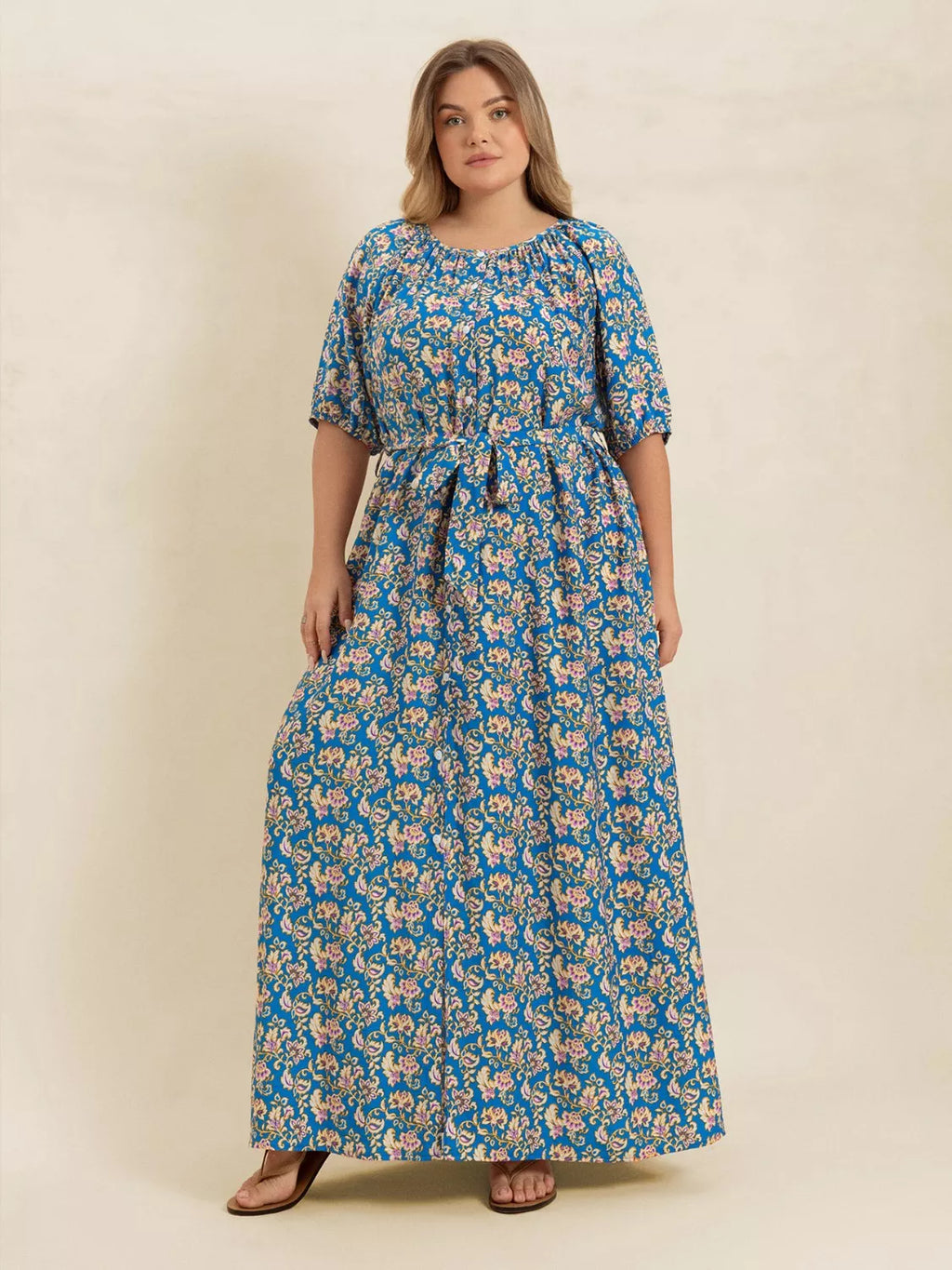 Floral Print Maxi Dress with Side Slit