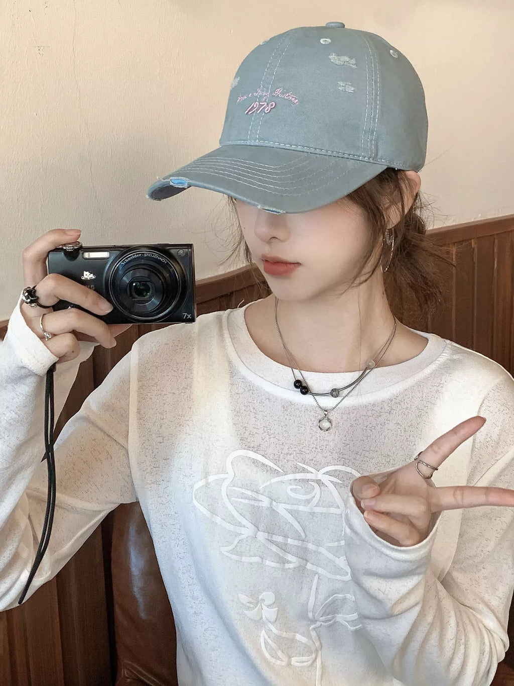 Embroidered Distressed Baseball Cap