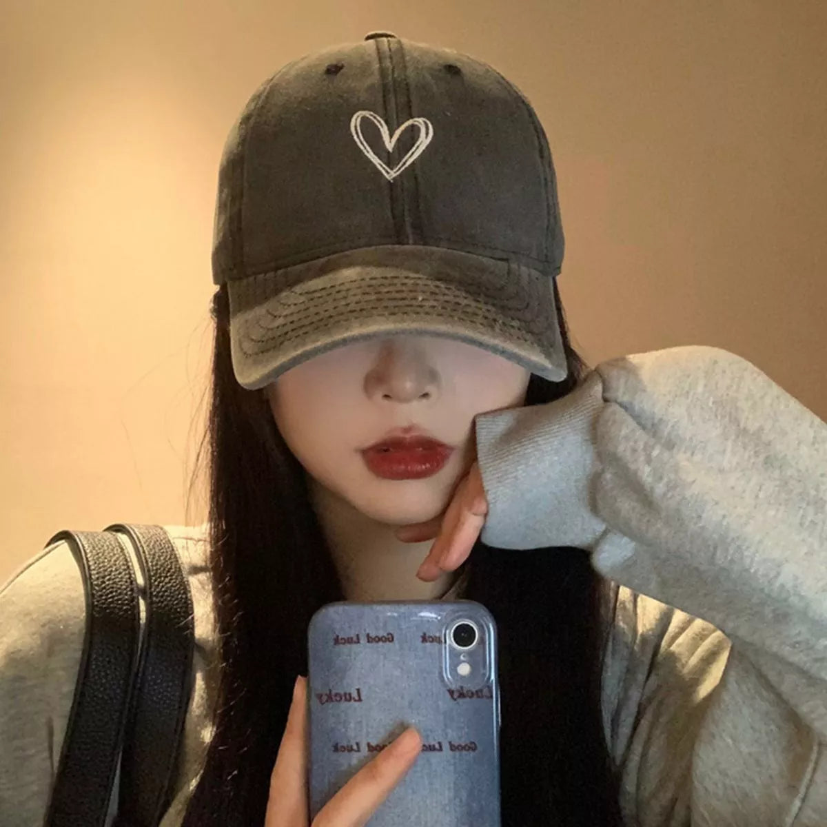 Embroidered Heart Baseball Cap