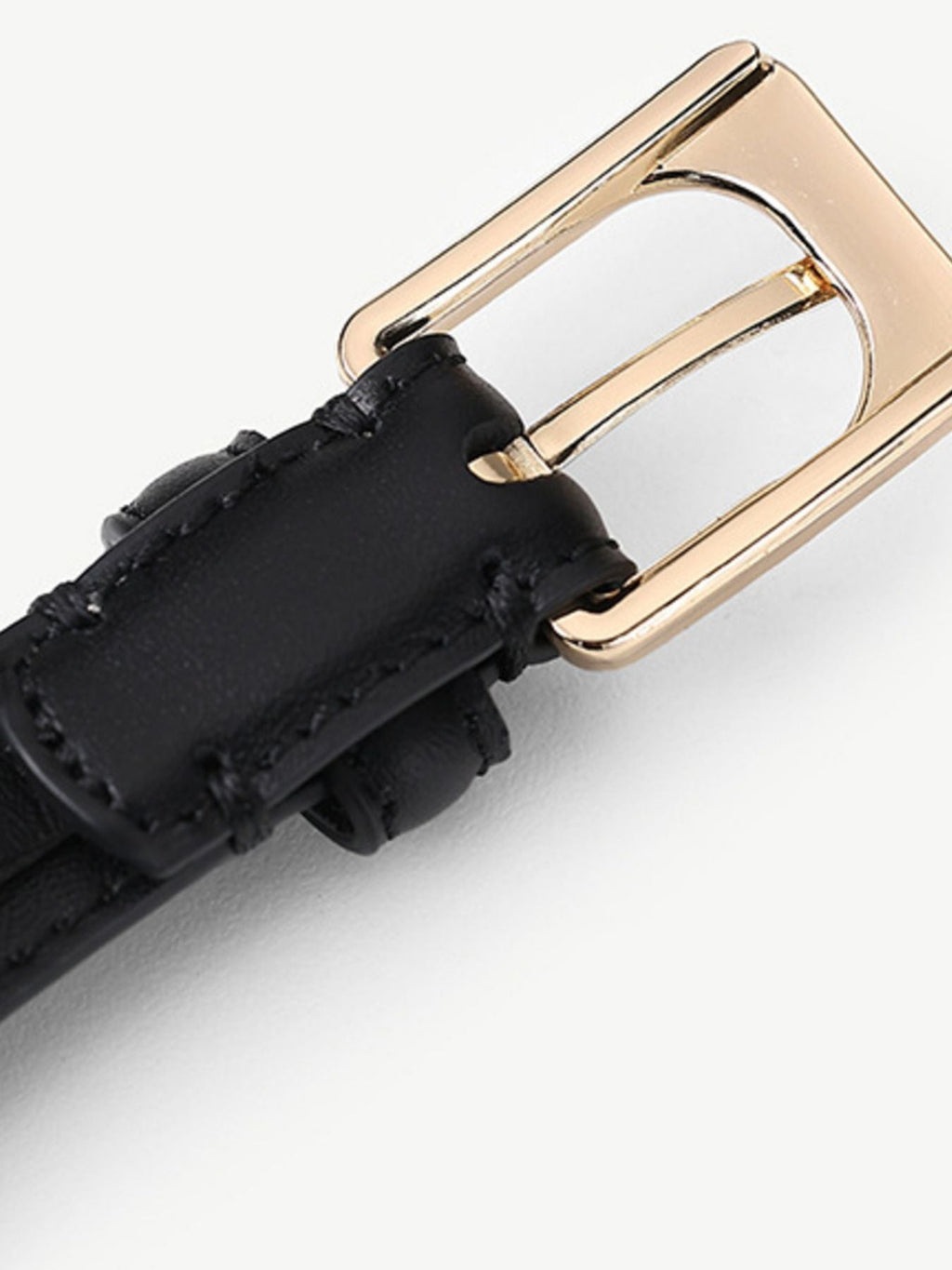 Skinny Leather Belt with Golden Buckle