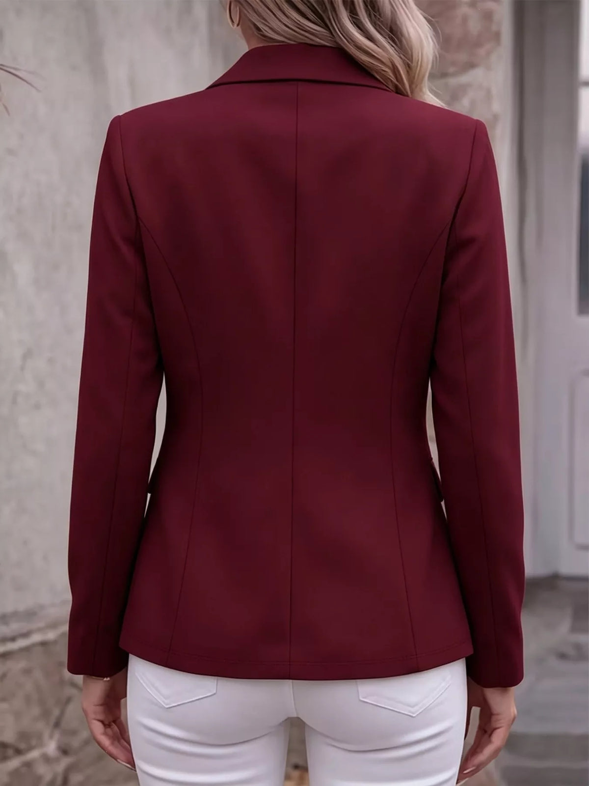 Full Size Lapel Collar Long Sleeve Blazer Plus Size
