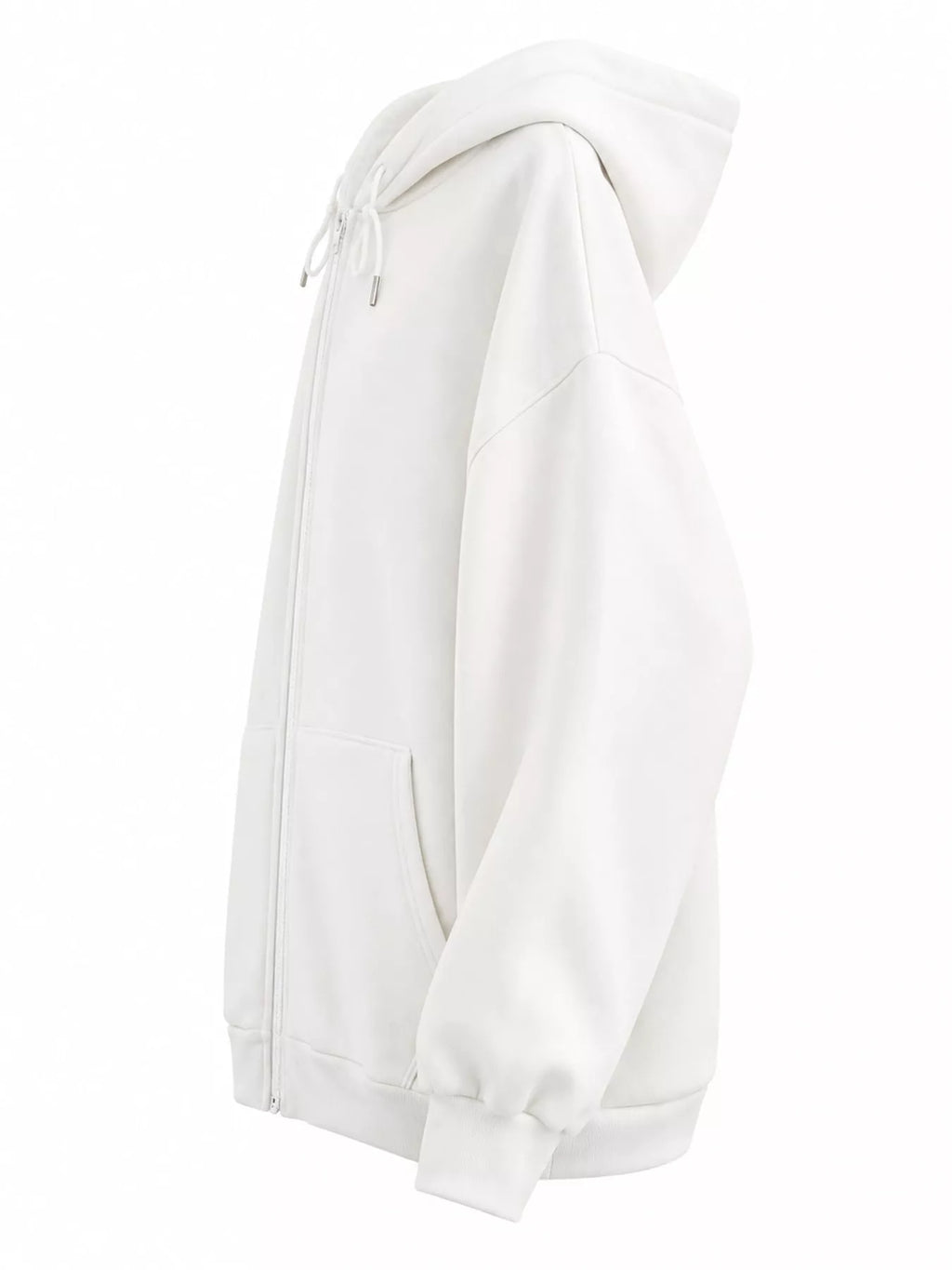 Full Size Oversized Solid Zip-Up Hoodie with Drawstring Plus Size