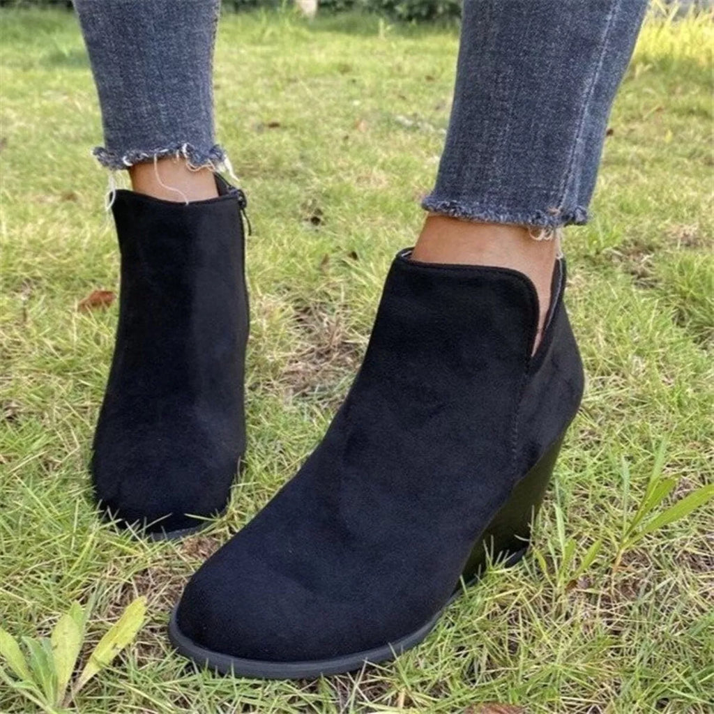 Side Zipper Wedge Boots