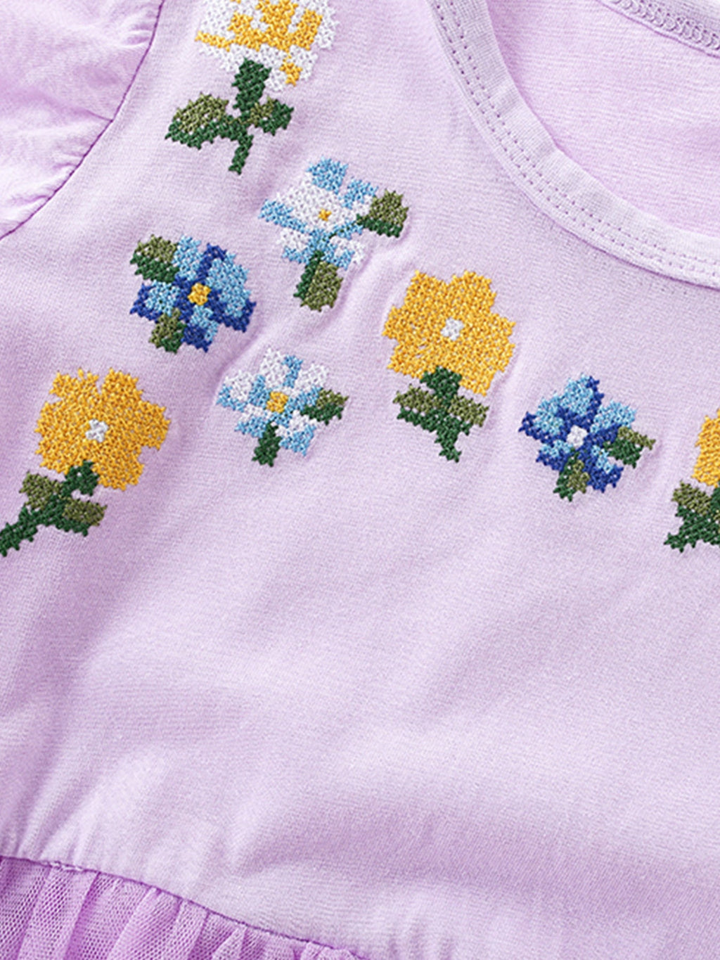 Children's Floral Embroidered Tulle Dress