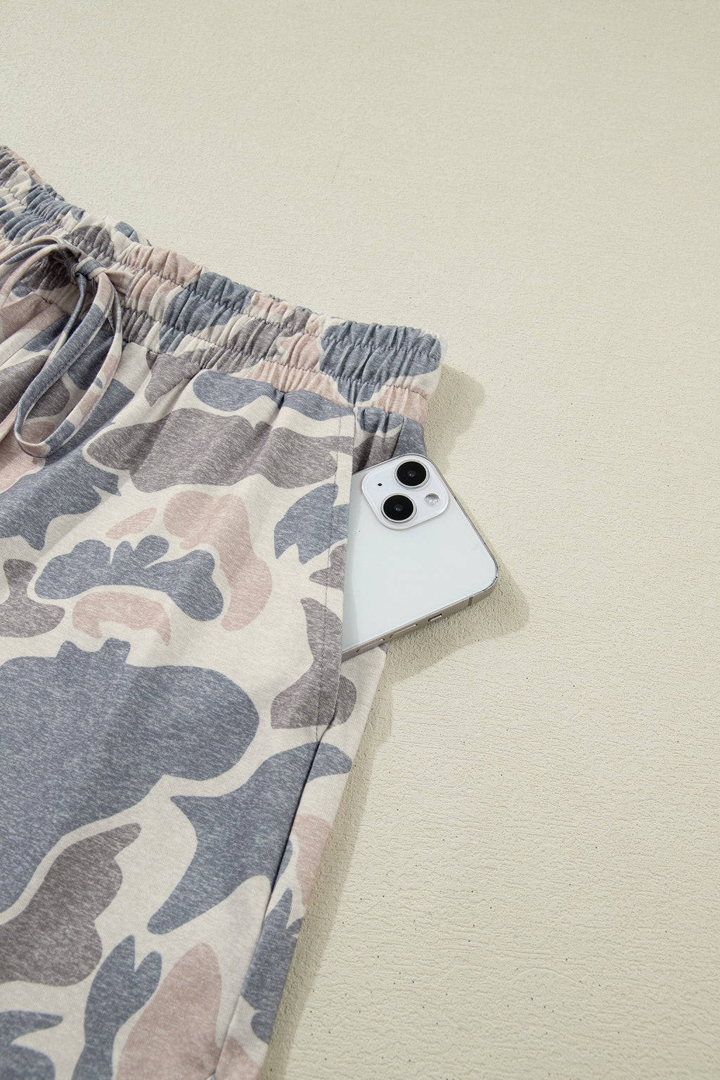 Multicolour Camouflage Loose Tee Drawstring Shorts 2pcs Outfit