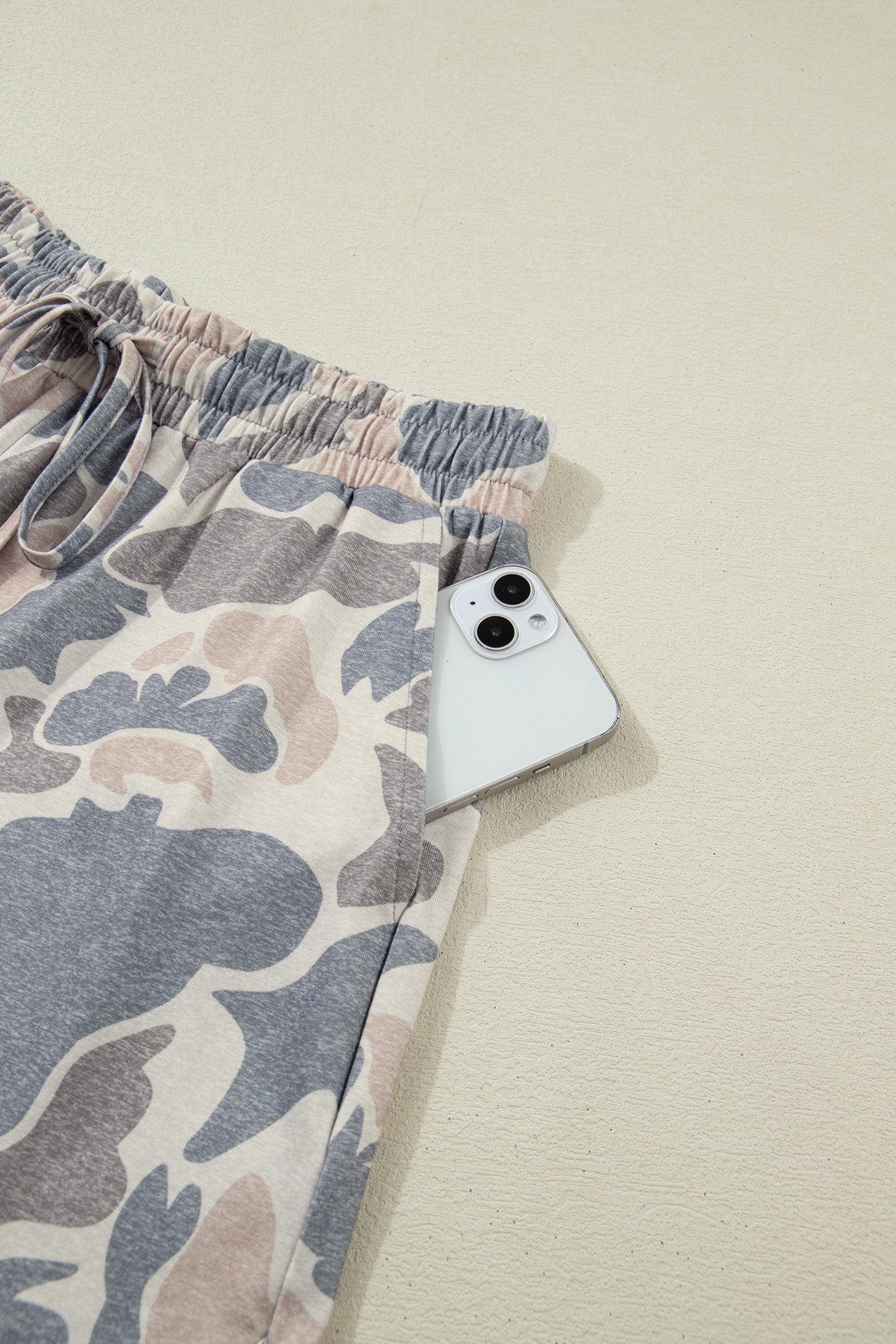 Multicolour Camouflage Loose Tee Drawstring Shorts 2pcs Outfit