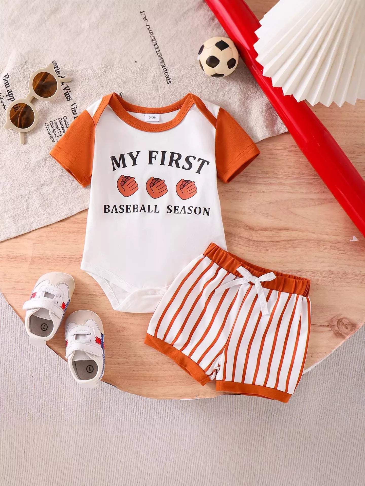 Children's My First Baseball Season Bodysuit and Shorts Set