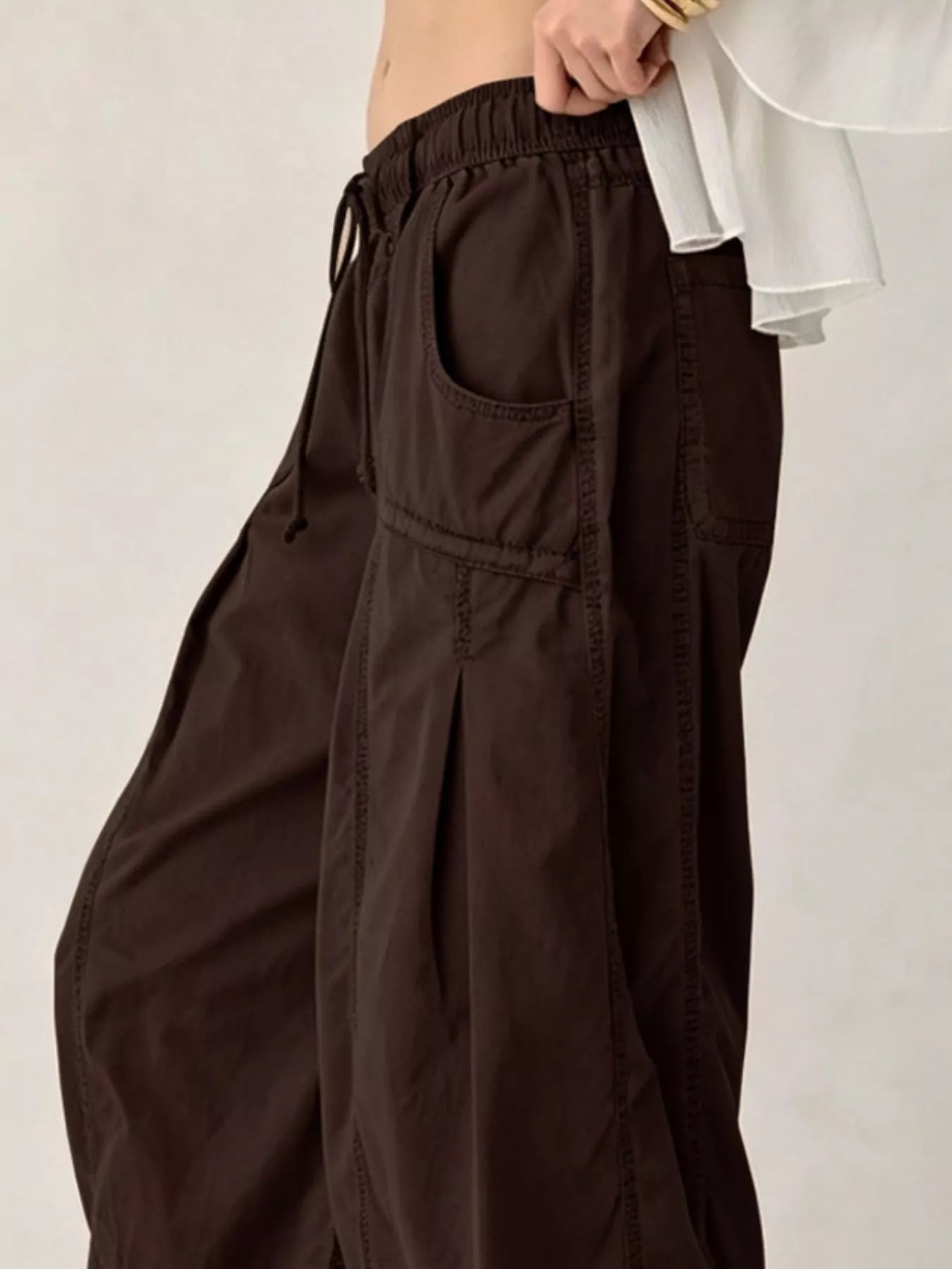 High-Waisted Cargo Wide-Leg Pants
