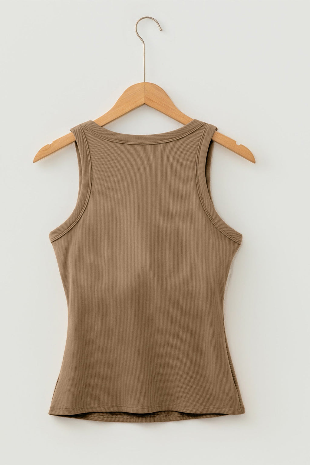 Dark Khaki Slim Ribbed Padded Tank Top