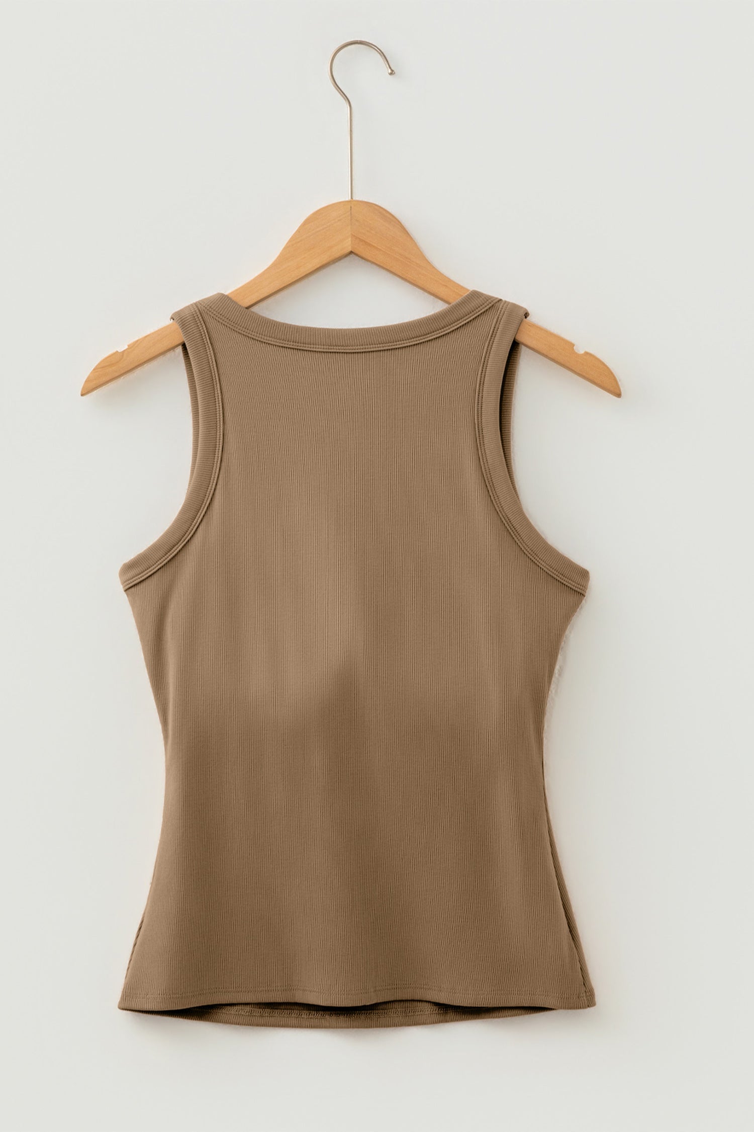 Dark Khaki Slim Ribbed Padded Tank Top