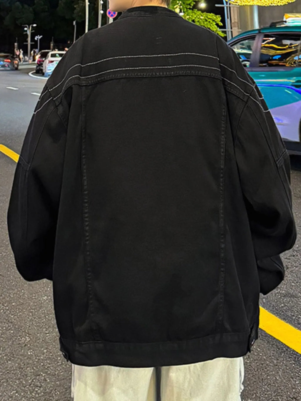 Men's Plus Size Zip Up Long Sleeve Denim Jacket