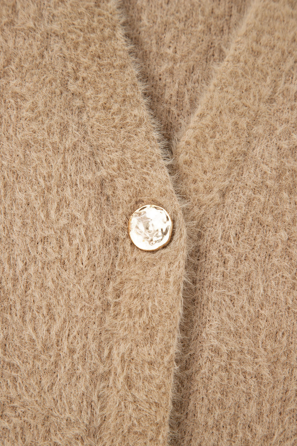 Solid Fuzzy Button-Front Cardigan