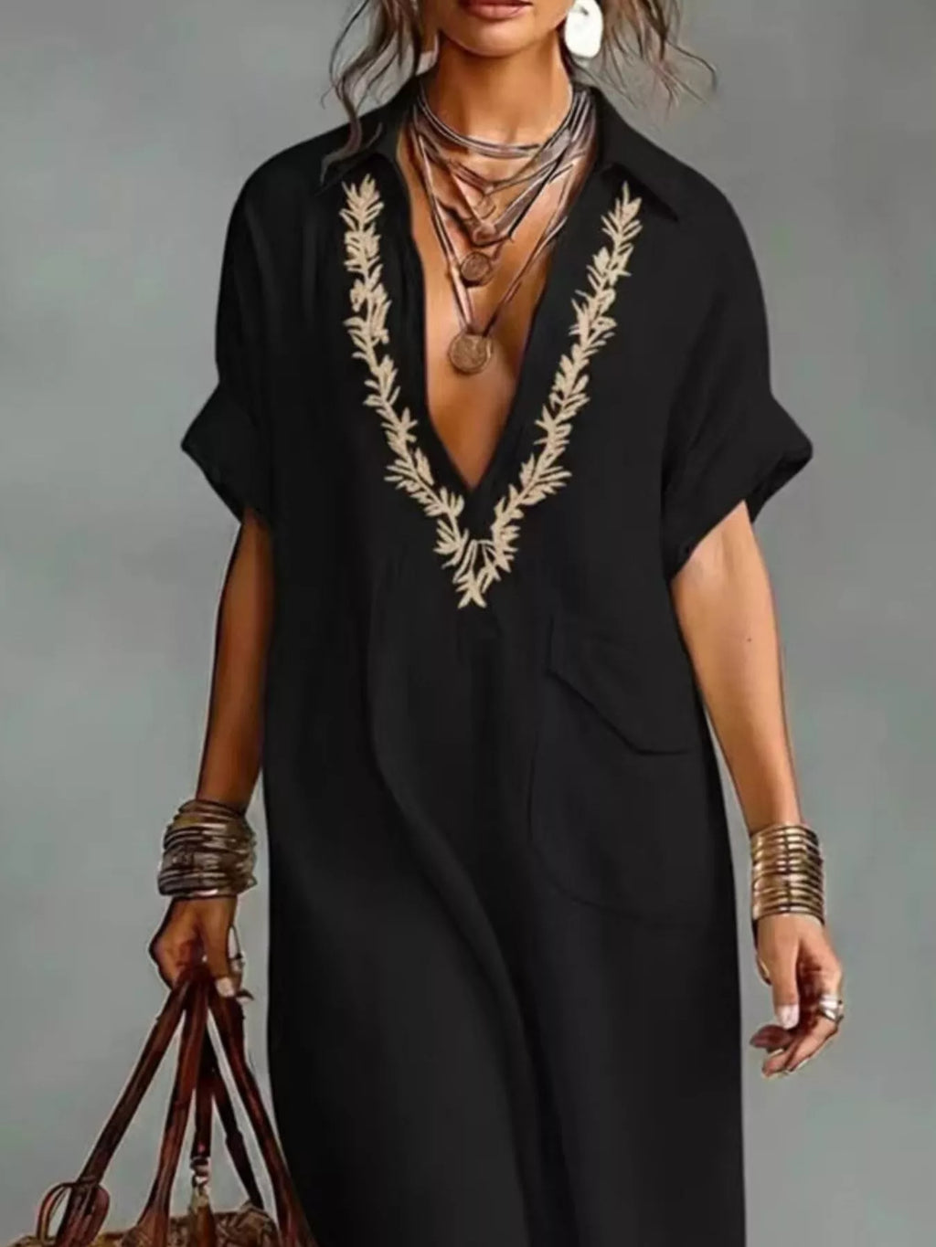 Full Size Bohemian Embroidered Maxi Dress Plus Size