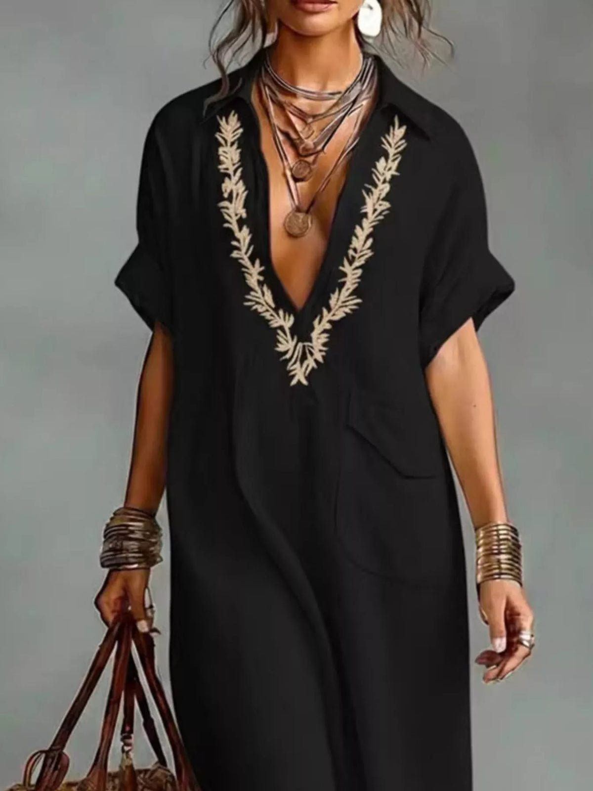 Full Size Bohemian Embroidered Maxi Dress Plus Size
