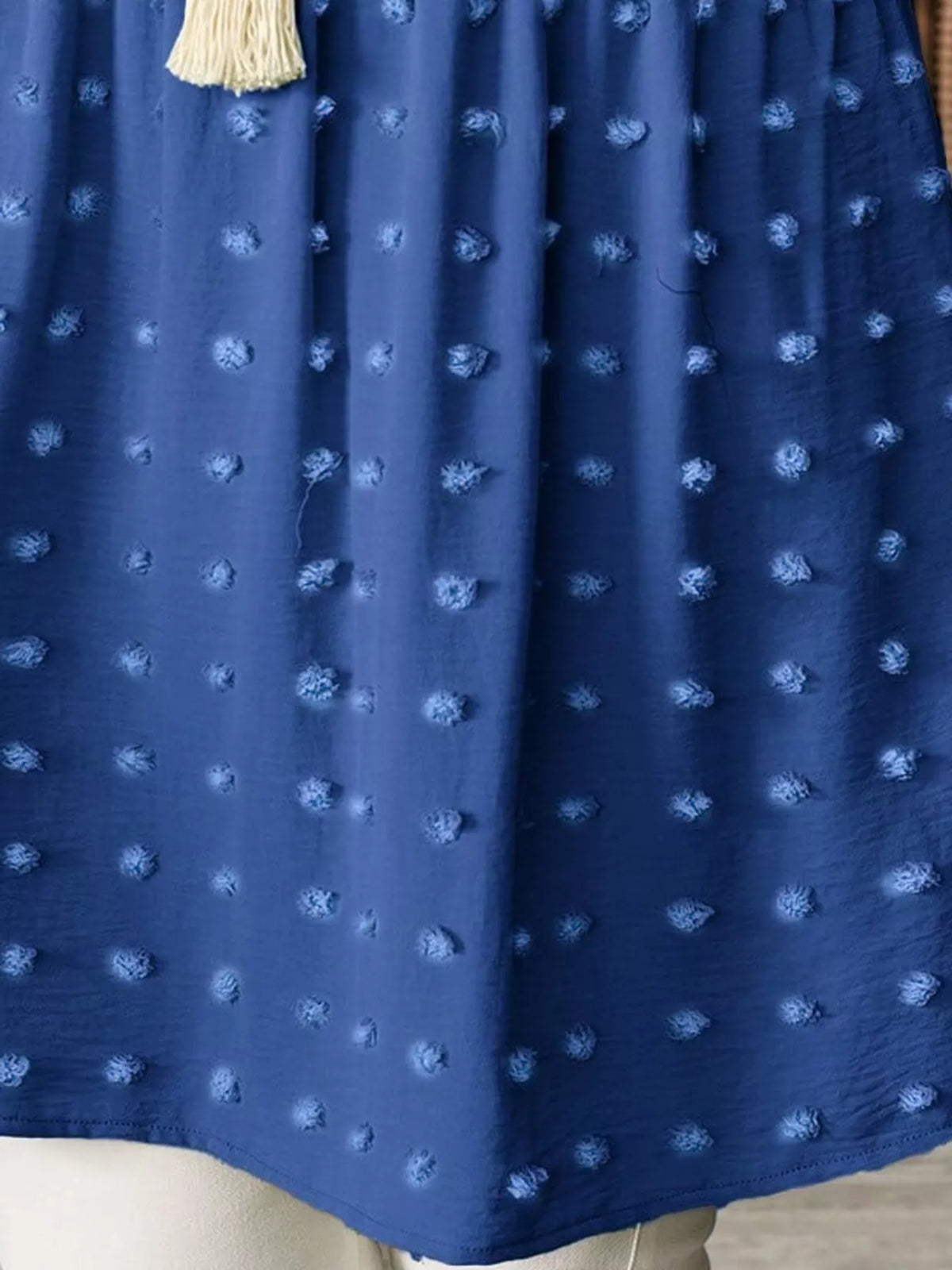 Plus Size Swiss Dot V-Neck Casual Blouse