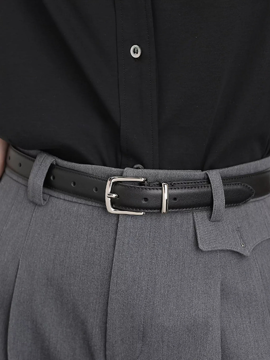 Classic Leather Skinny Belt