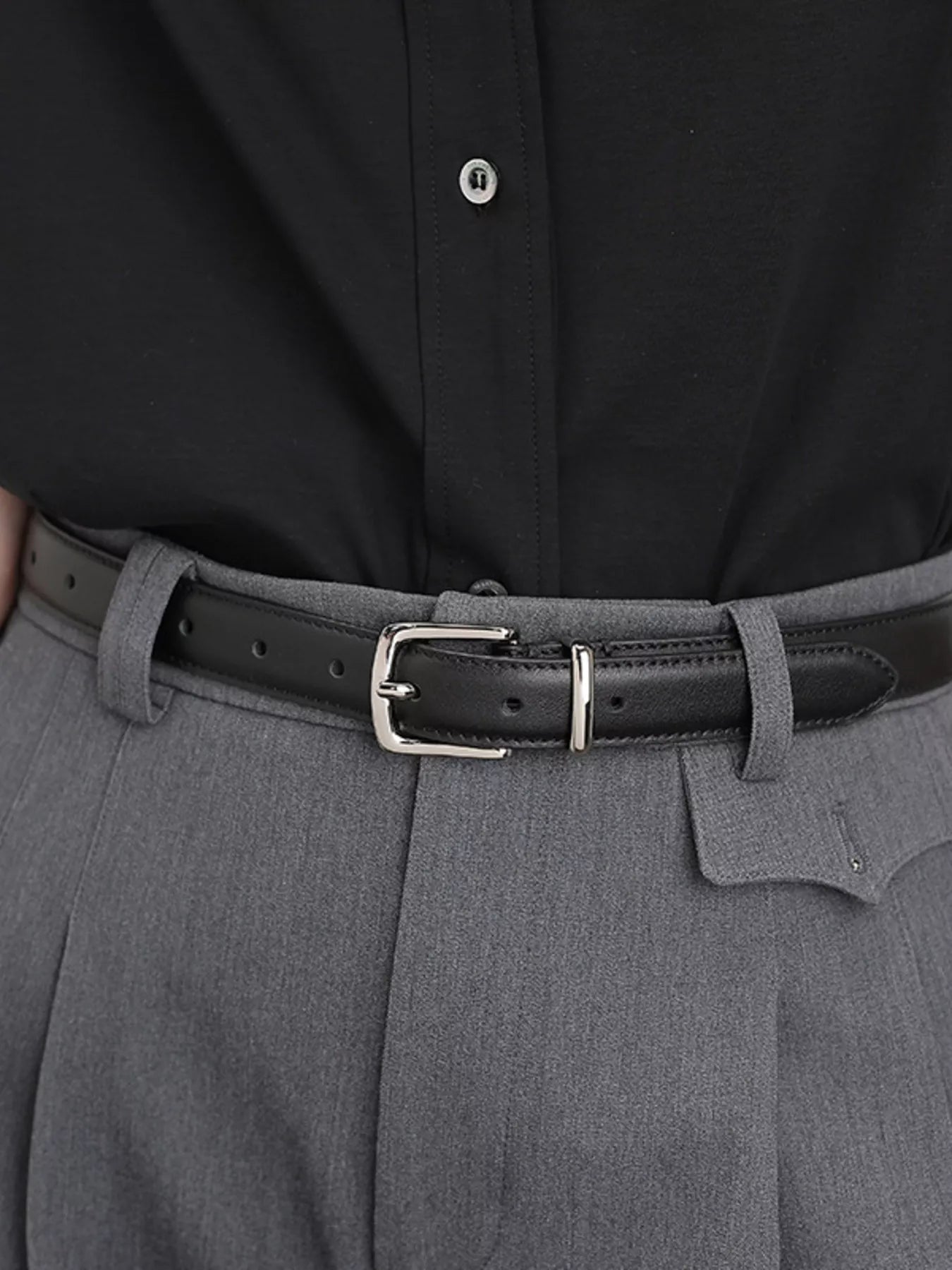 Classic Leather Skinny Belt