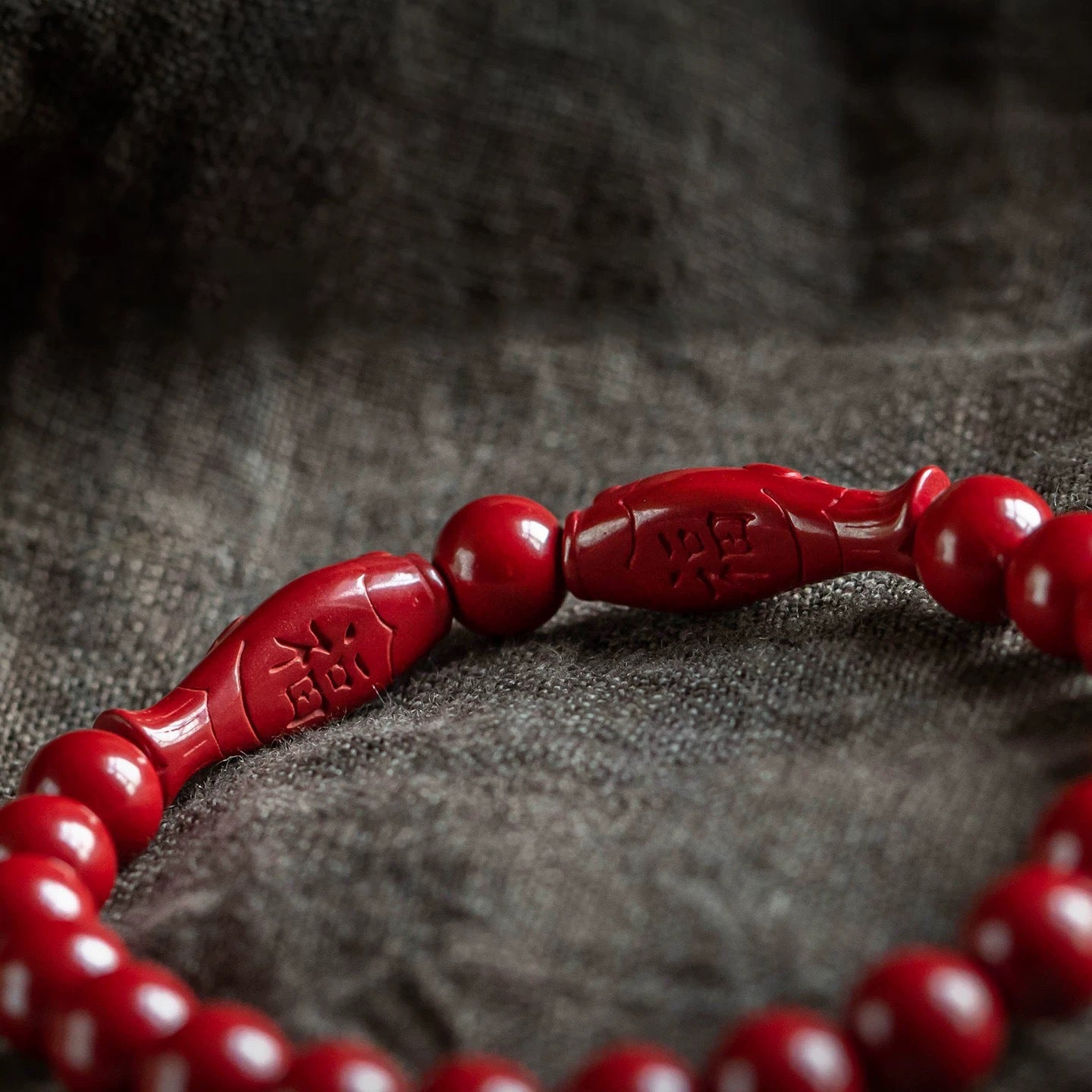 Cinnabar And Gold Sand Fortune-Bringing Bracelet