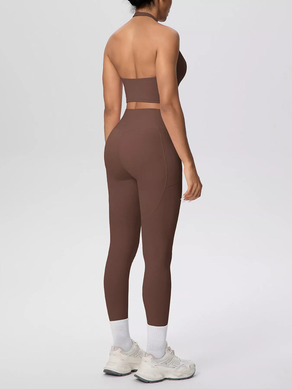 Halter Neck Crop Top and High-Waisted Leggings Active Set