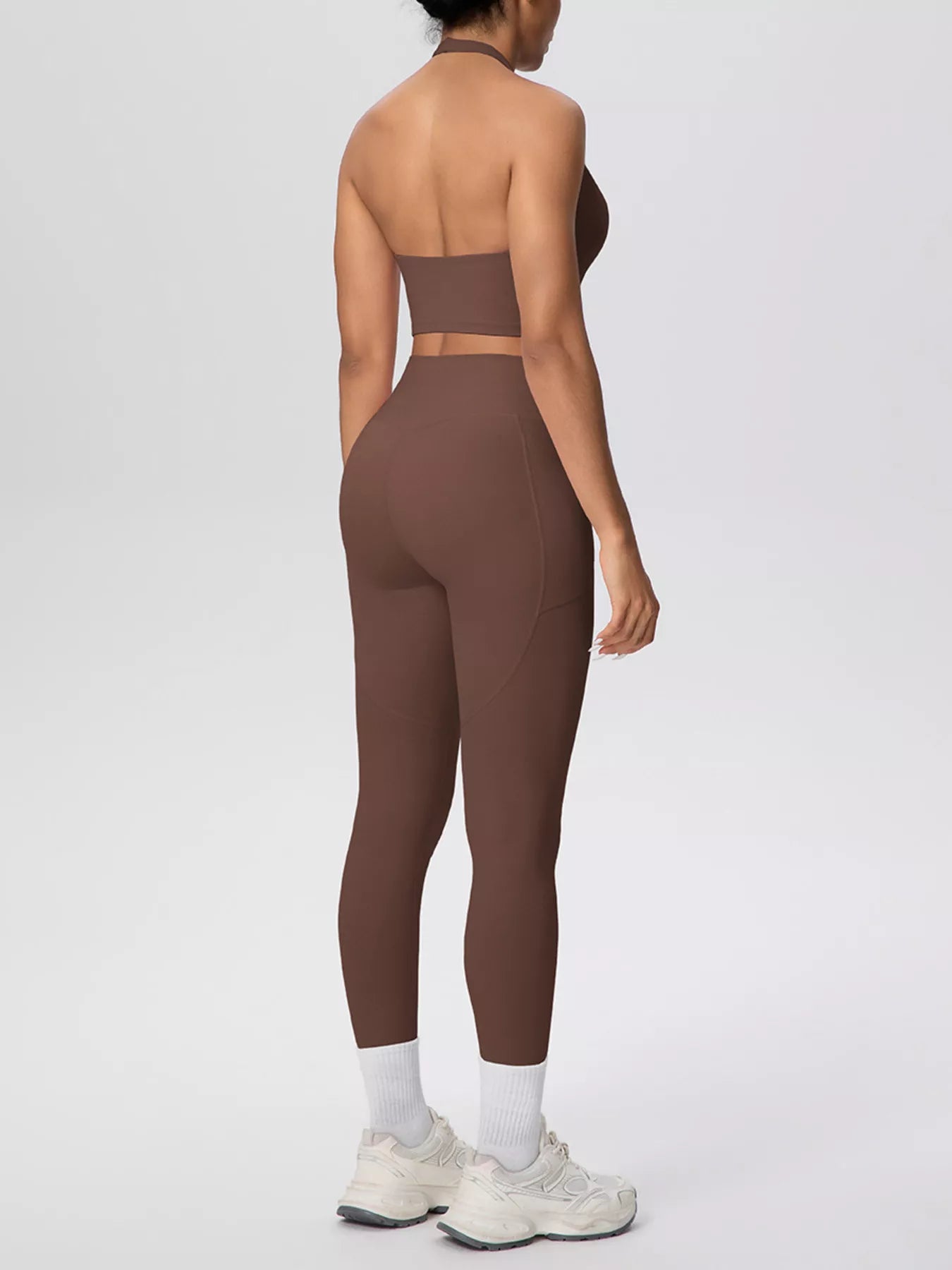 Halter Neck Crop Top and High-Waisted Leggings Active Set