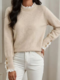 Lace Trim Mock Neck Sweater