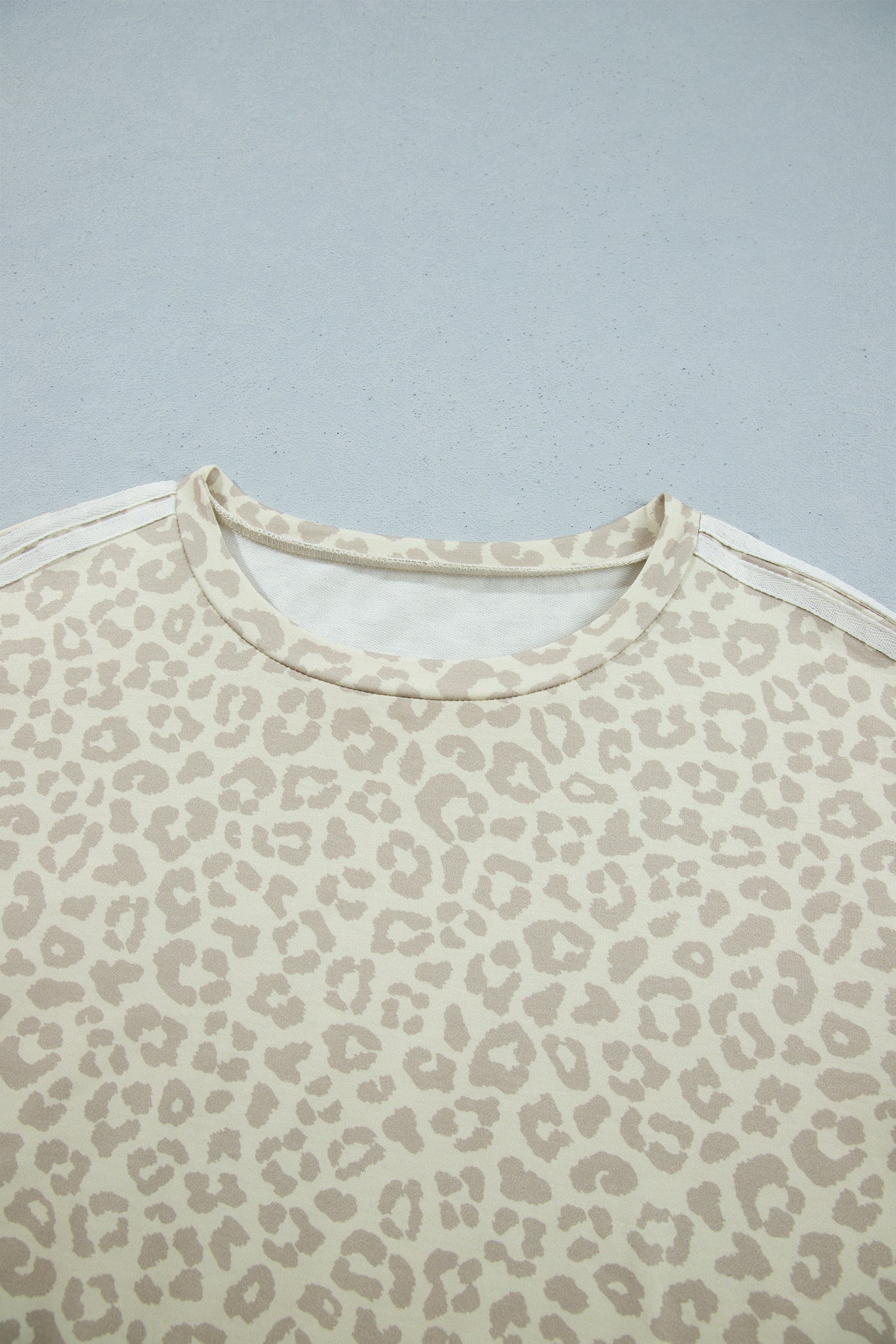 Pink Leopard Print Varsity Striped Detail 3/4 Sleeve Top Shift Pant Set
