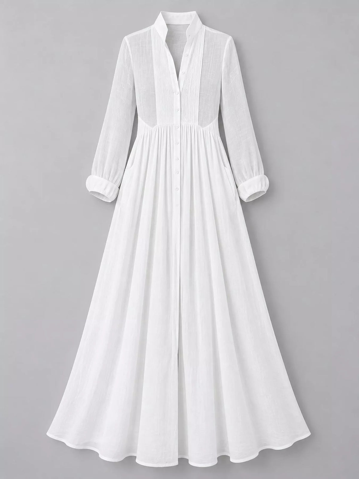 Full Size Long-Sleeve Button Front Maxi Dress Plus Size