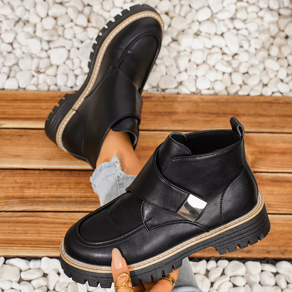 Round Toe Block Heels Boots