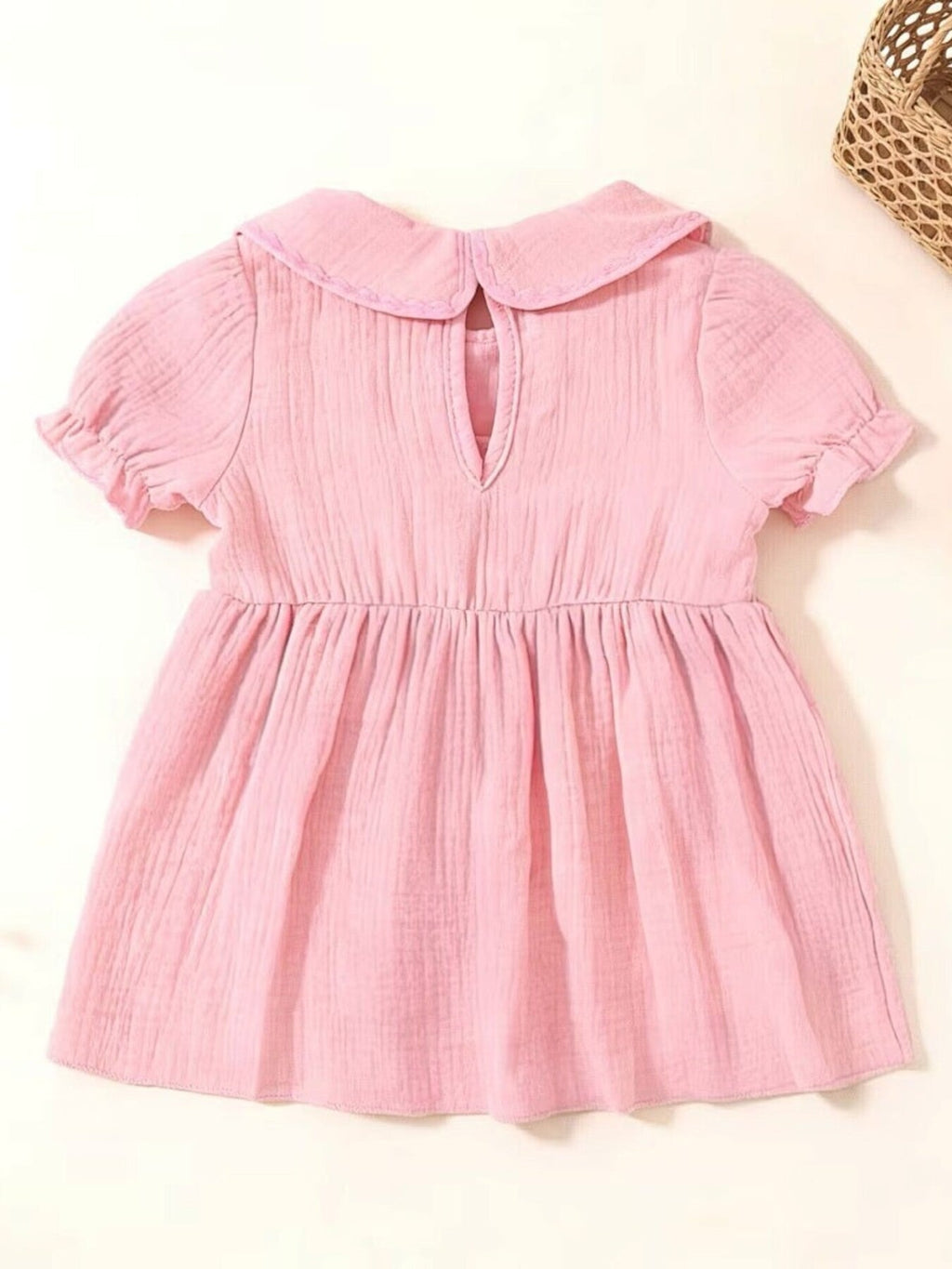 Children's Bear Embroidered Smocked Dress