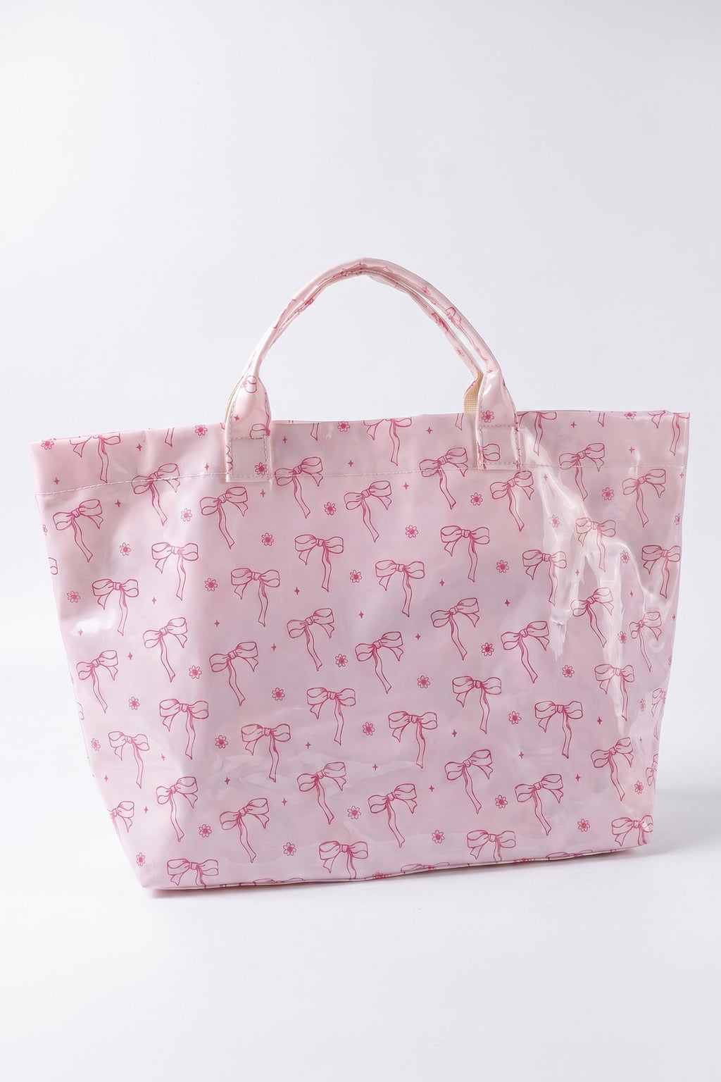 Pink Sweet Bow Flower Printed Sleek Vilnyl Tote Bag