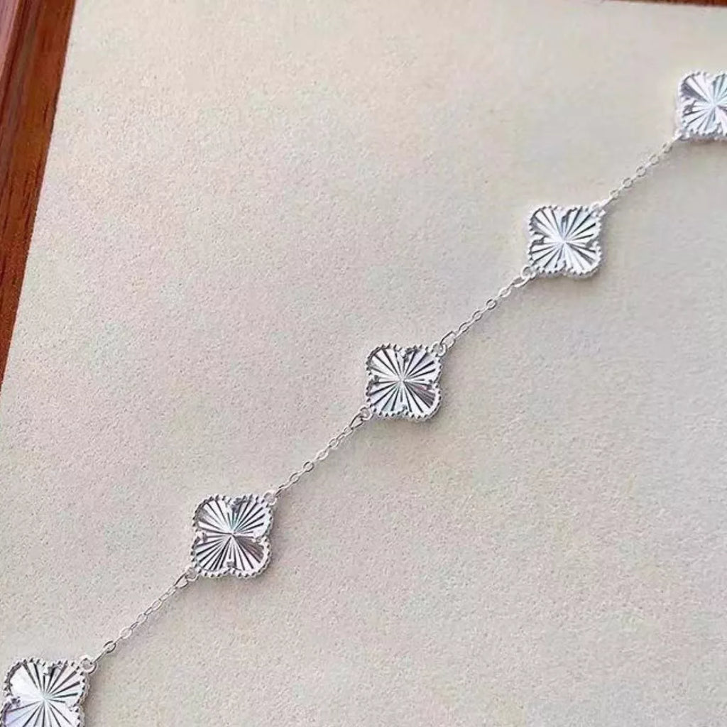 925 Sterling Silver Chain Four Leaf Clover Bracelet