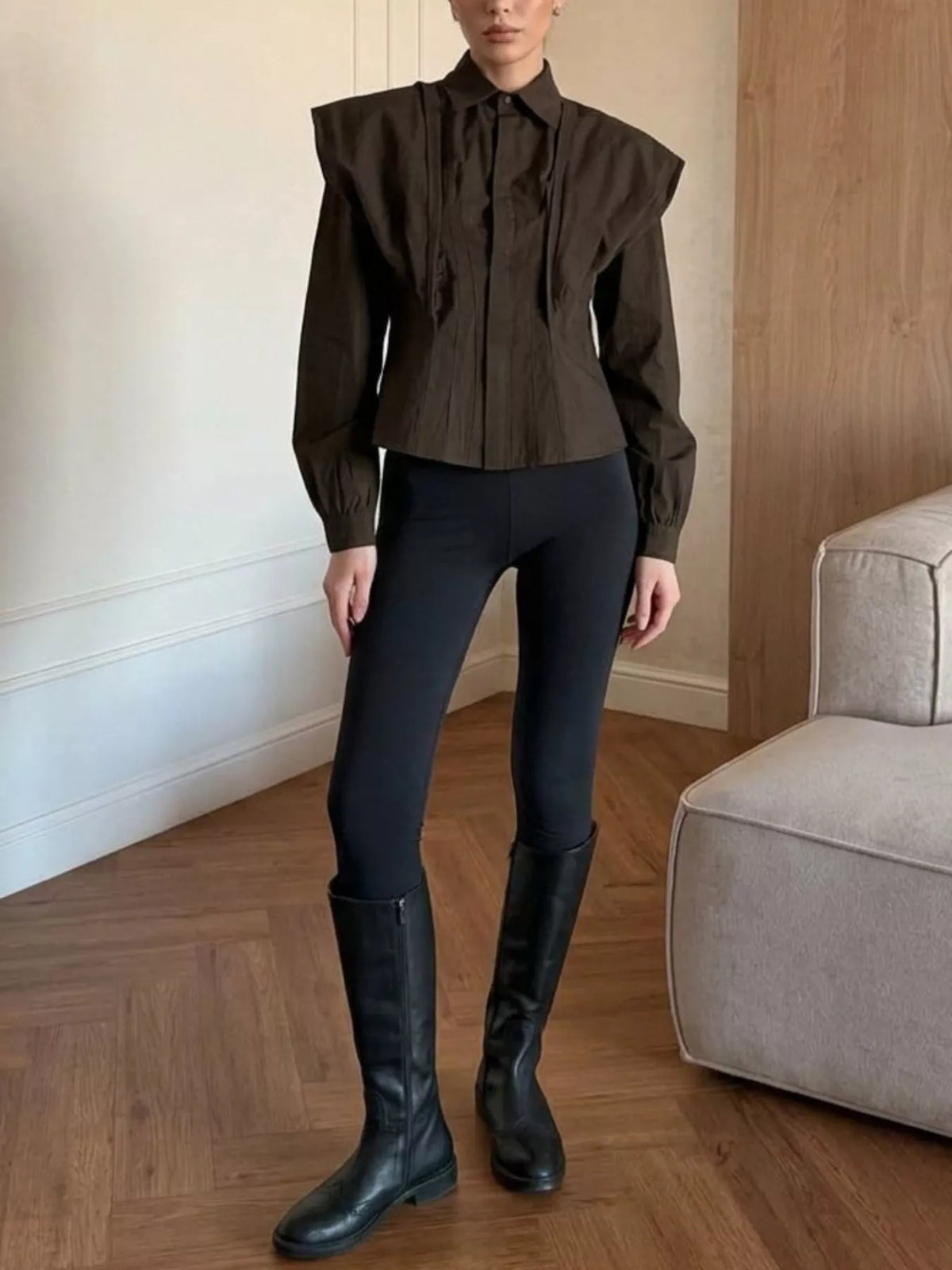 Slim-Fit Ruched Waist Shirt