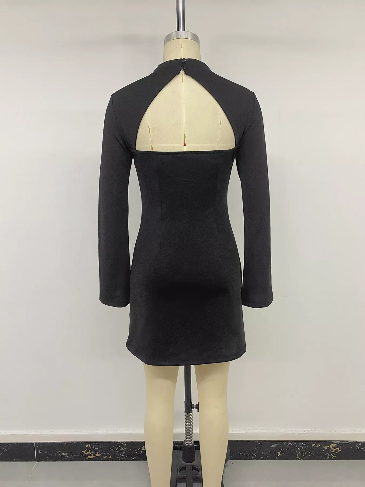 Cutout Back Long Sleeve Bodycon Mini Dress