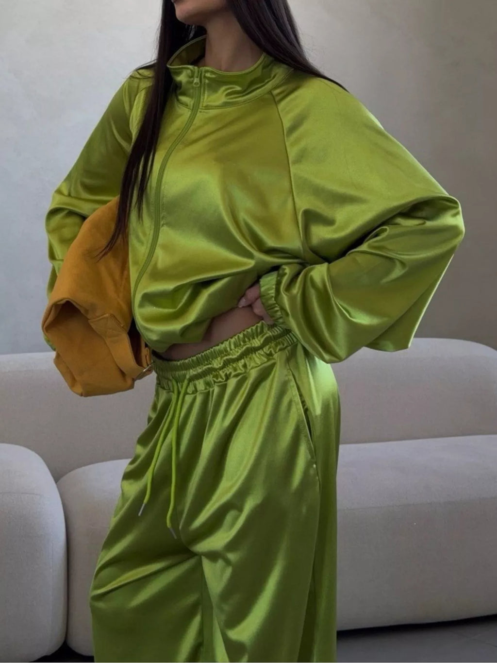 Zip Up Raglan Sleeve Jacket and Pants Set