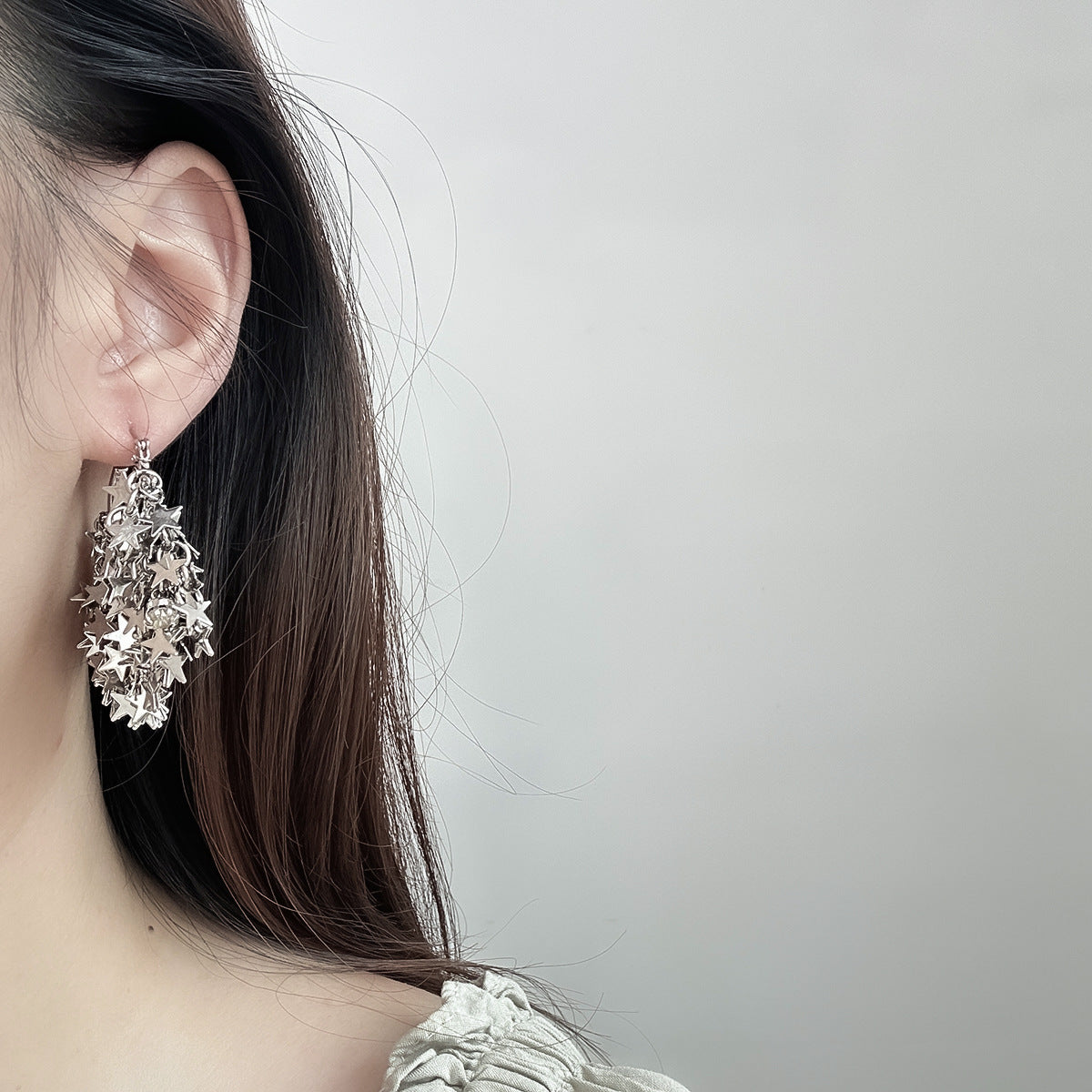 Exquisite Starry Stud Earrings Irregular Star Tassel Hoop Earrings