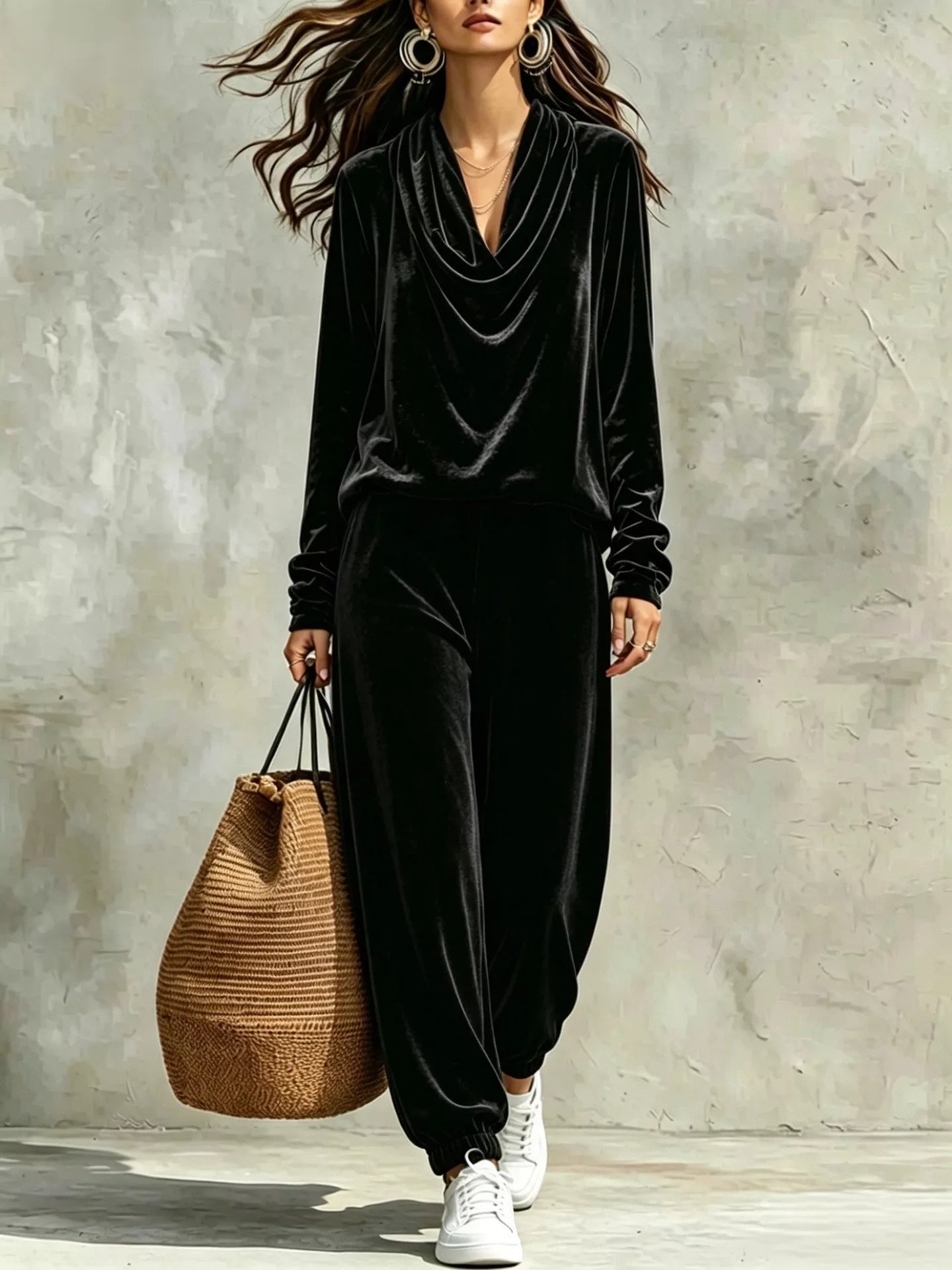 Cowl Neck Top and Joggers Set