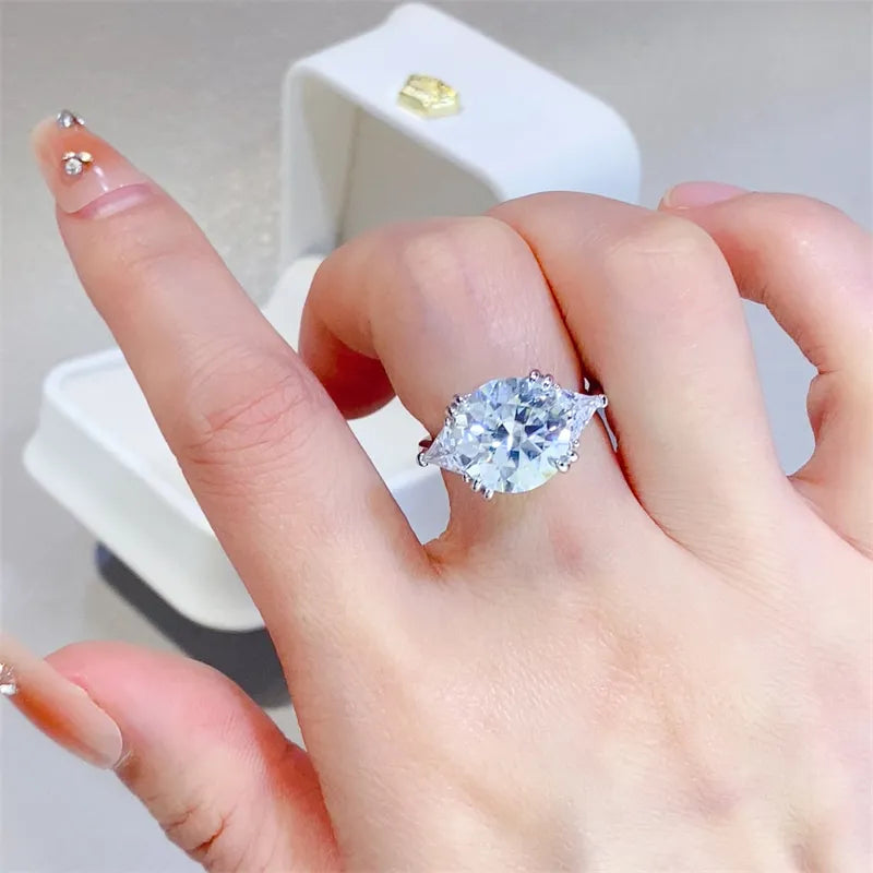 5 Carat Moissanite 925 Sterling Silver White Geometric Statement Ring