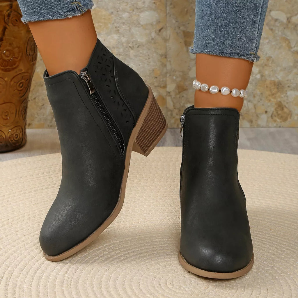 Point Toe Block Heels Boots