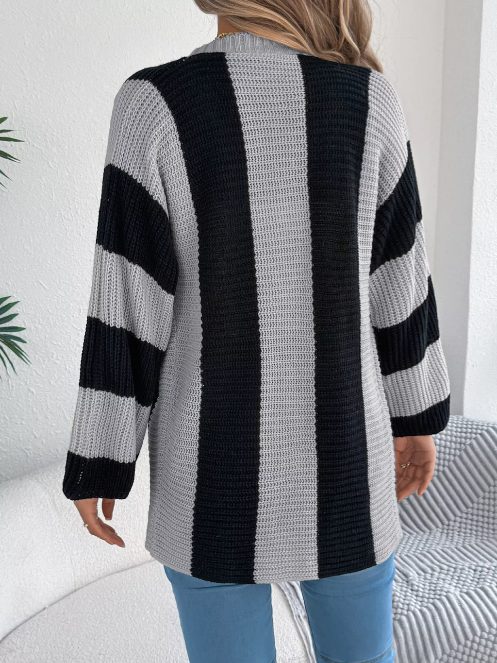 Color Block Button-Up Cardigan