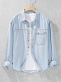 Men's Plus Size Button Up Long Sleeve Denim Shirt