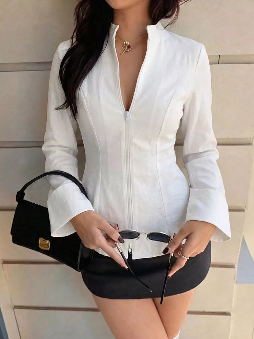 Zip Up Long Sleeve Top