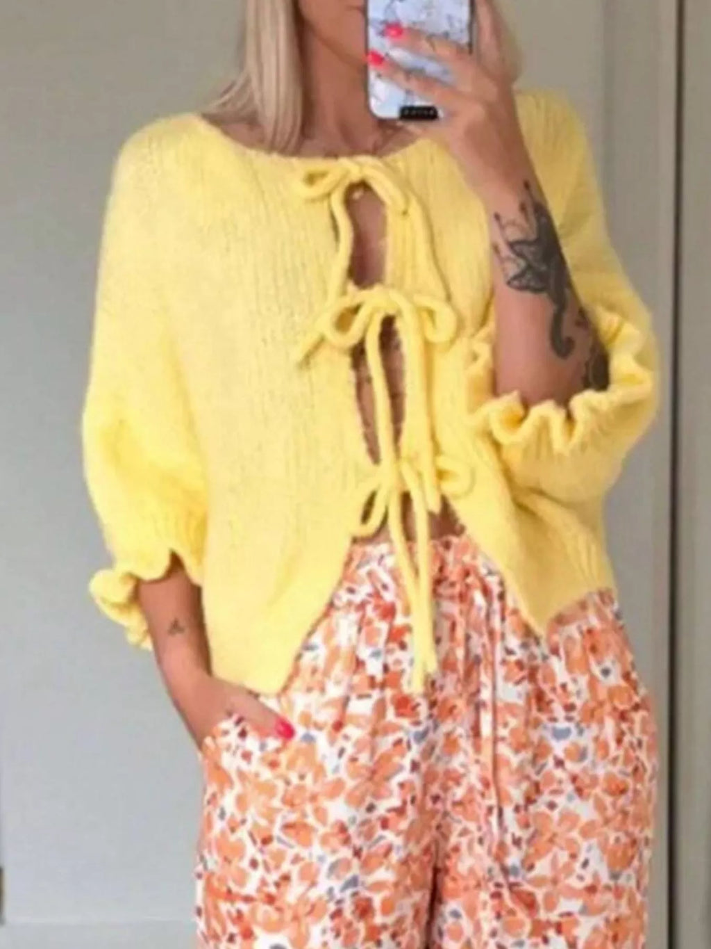 Tie-Front Cropped Cardigan