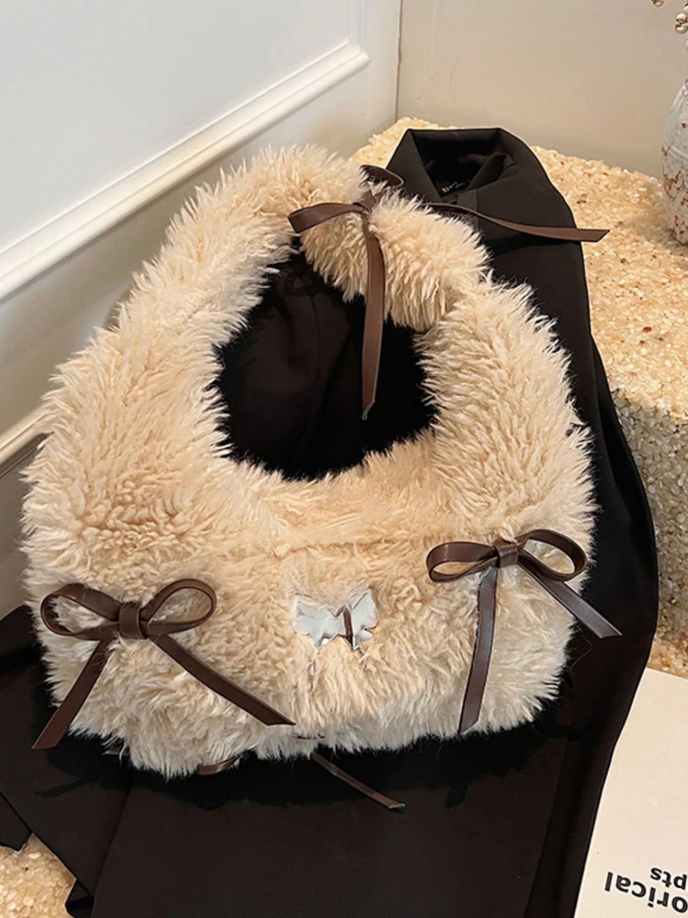 Fluffy Bow Shoulder Bag