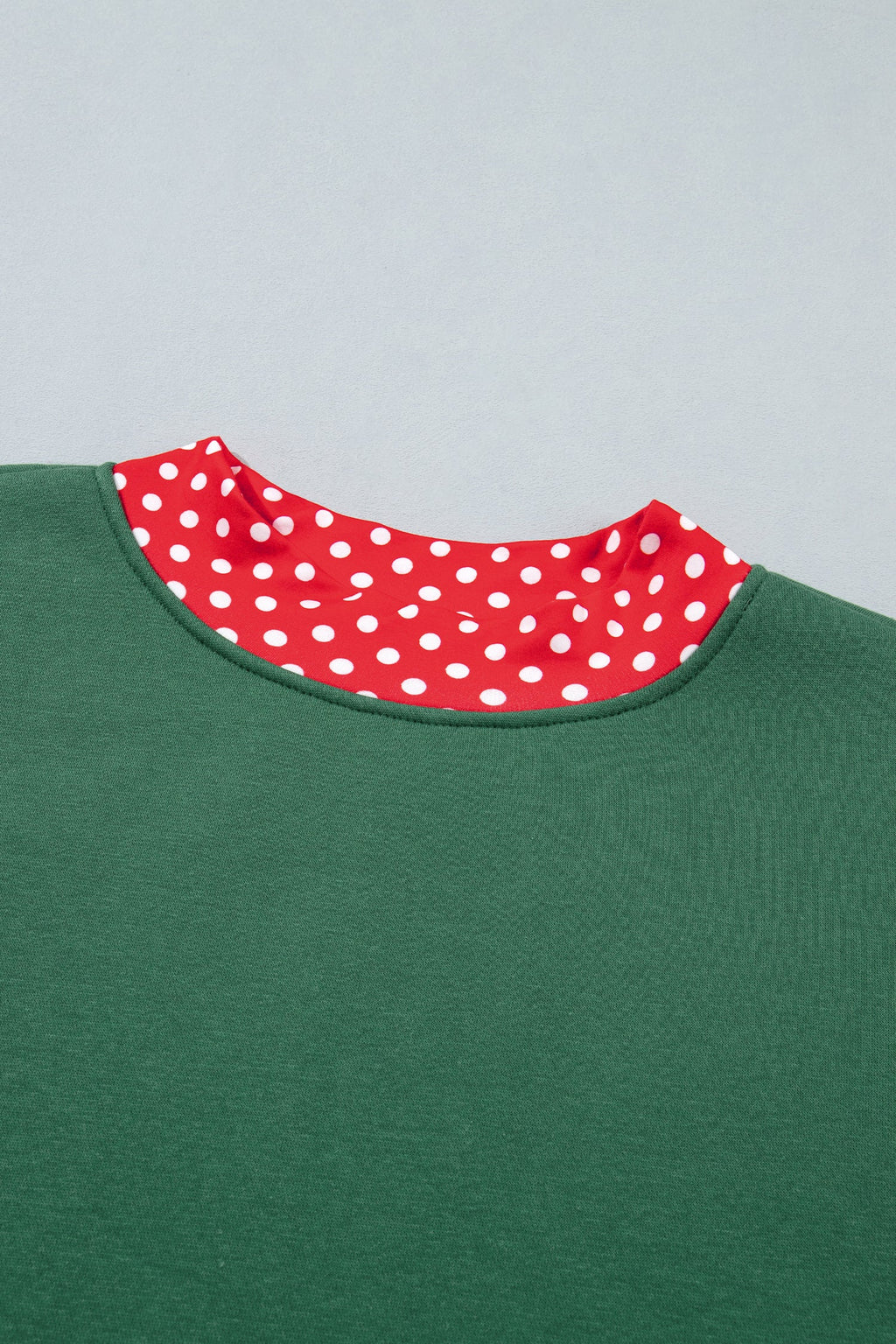 Polka Dot Contrast Trim Mock Neck Sweatshirt