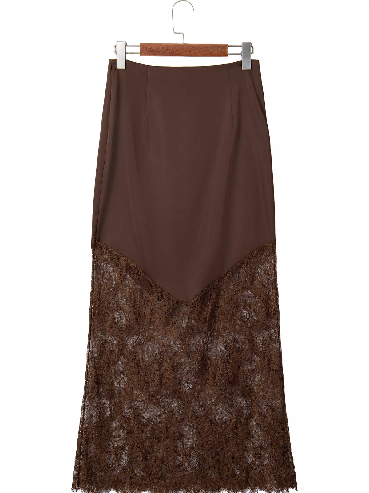 Lace Patchwork Hem Long Casual Shift Skirt