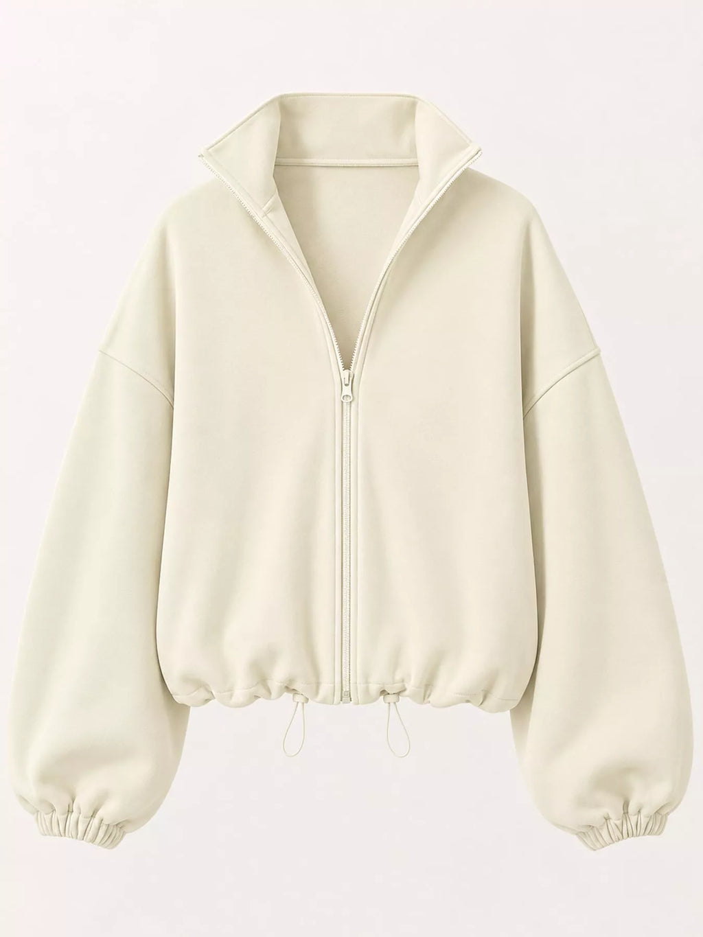 Drawstring Hem Zip Up Jacket